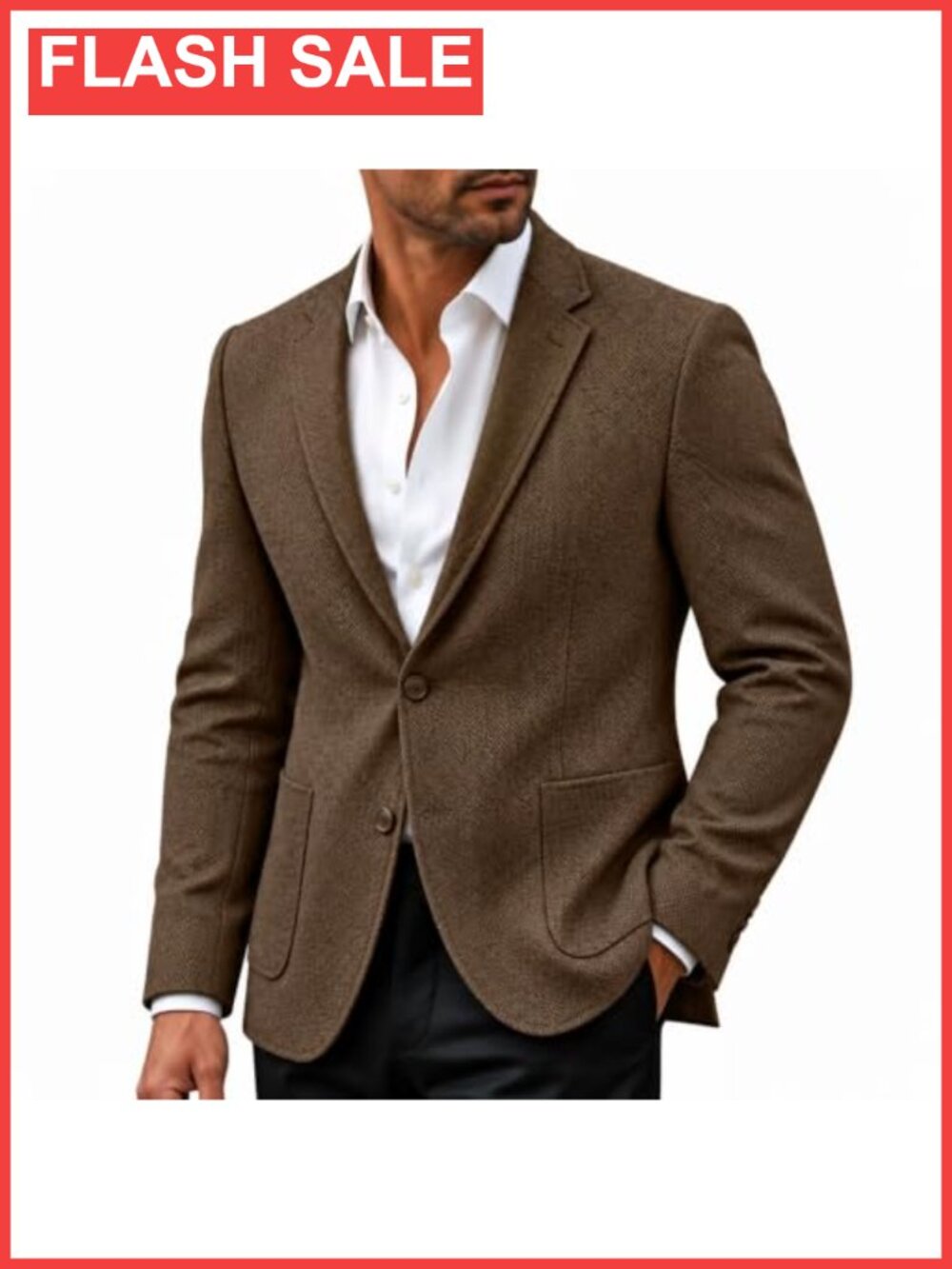 Men Herringbone Tweed Blazer Vintage Wool Blend Sport Coat